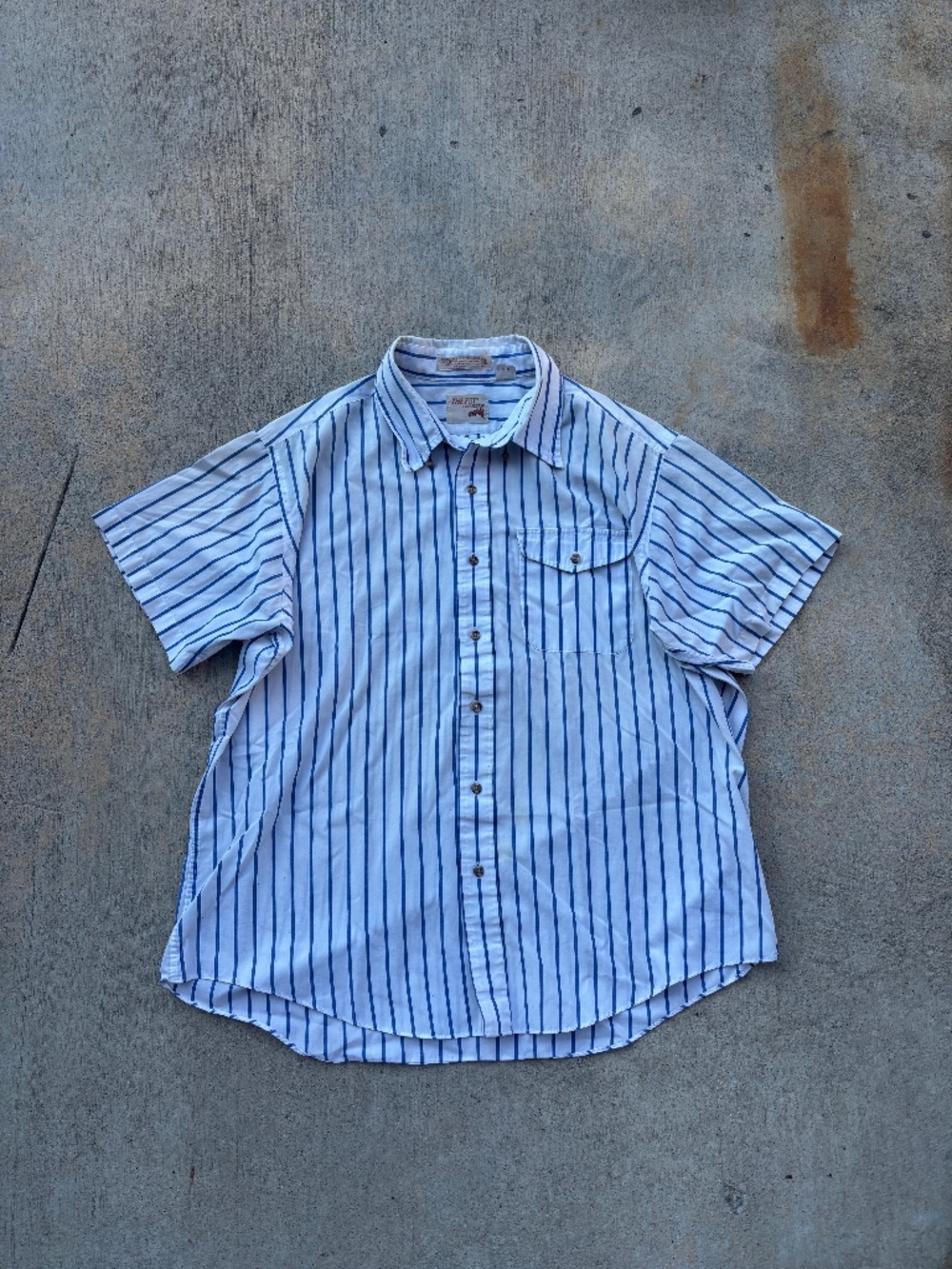 Vintage 80s/90s The Fox Collection Blue and White Striped Button Up Shirt XL